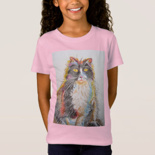 Camiseta Tuxedo Gato Gatos Lápis Bonitos Desenhando Meninas