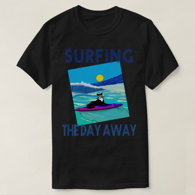 CAMISETA TUXEDO GATO SURFRIDO EM ÓCULOS-SOL 1 (Frente do Design)
