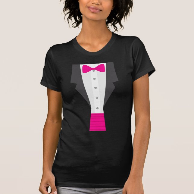 Camiseta tuxedo rosa (Frente)
