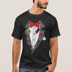 Camiseta Tuxedo Spooky Halloween Arco Tie