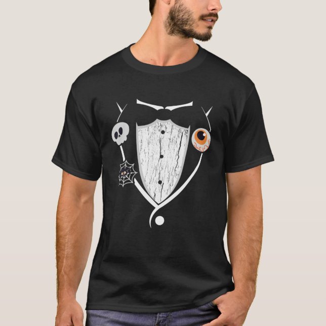 Camiseta Tuxedo Spooky Halloween Costume Bow Tie (Frente)