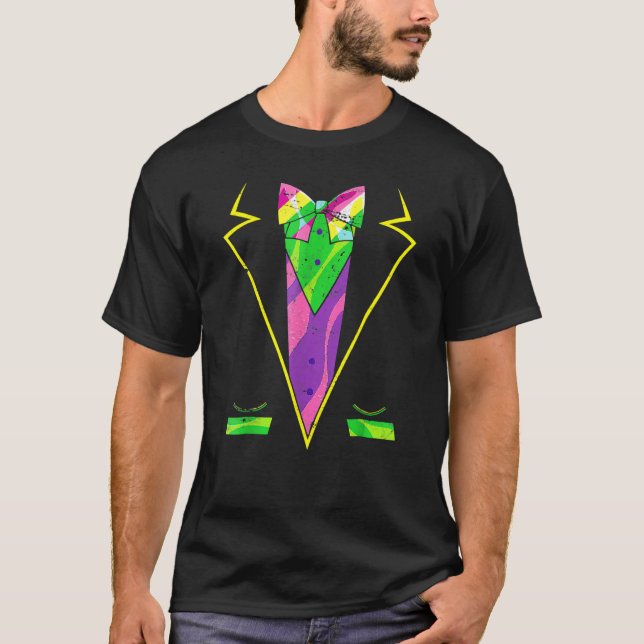 Camiseta Tuxedo Suit Mardi Gras Costume New Orleans Carniv (Frente)
