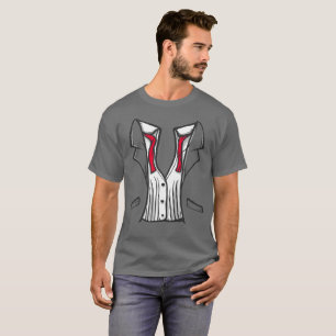 Camiseta Tuxedo T-Shirt Com Gravata Vermelha