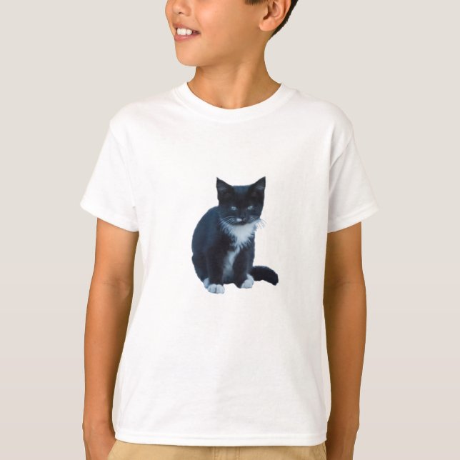 Camiseta Tuxedo, um gatinho branco e preto (Frente)