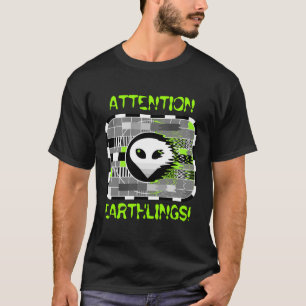 Camiseta TV alienígena 'ATENTION EARTHLINGS!' negro básico