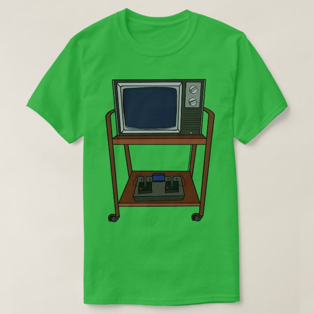 Camiseta TV antiga e um jogo de vídeo (Frente do Design)