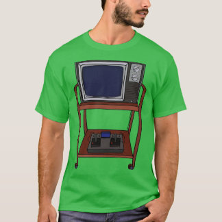 Camiseta TV antiga e um jogo de vídeo