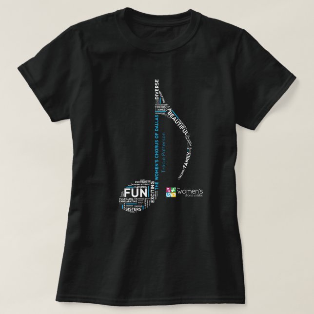 Camiseta TWCD - Palavras Nota Azul (Frente do Design)