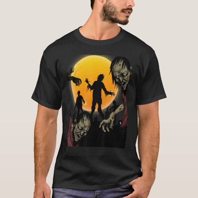 Camiseta TWEAR TEE's Halloween Zombie Morto Walking Scary C (Frente)