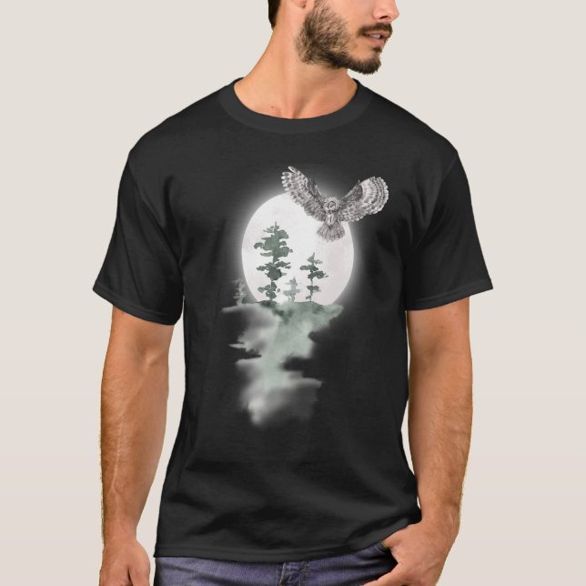 Camiseta TWEAR TEE's Night Owl HunterForest Full Moon Graph (Frente)