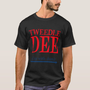 Camiseta "Tweedle Dee" "Eu estou com o Dum - Casal preguiço