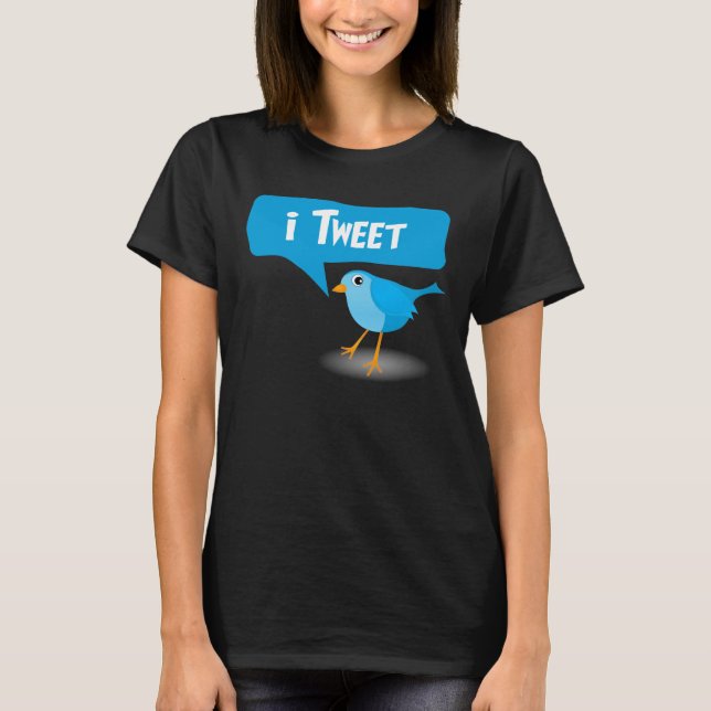 Camiseta Tweet Blue Twitter Bird Damas T-Shirts (Frente)