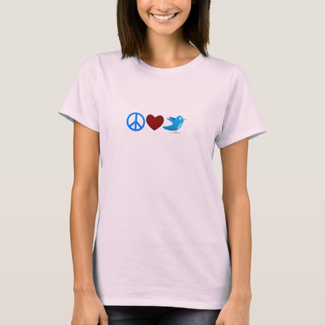 CAMISETA TWEET DO AMOR DA PAZ (MULHERES ' S) (Frente)