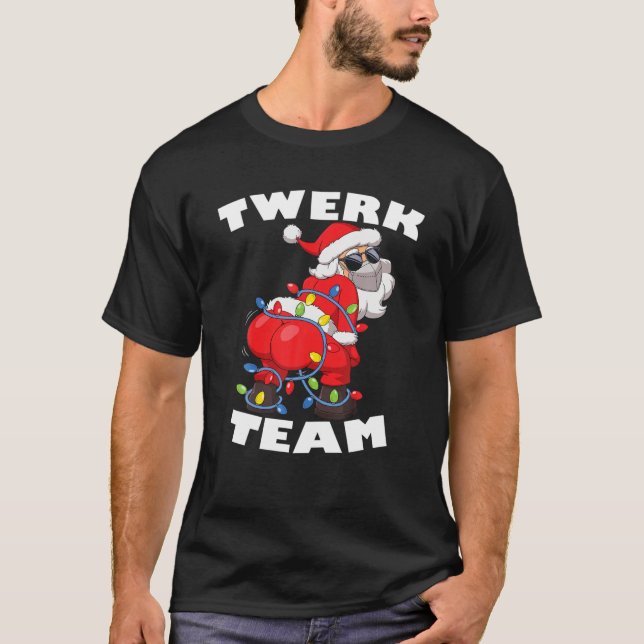 Camiseta Twerk do Papai Noel Twerk na Árvore de Natal do Ti (Frente)