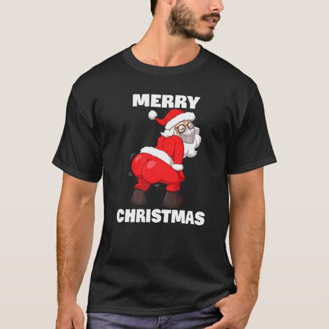 Camiseta Twerking do Papai Noel com a máscara Feliz Natal (Frente)