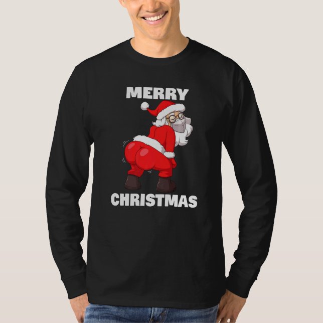 Camiseta Twerking do Papai Noel com a máscara Feliz Natal (Frente)