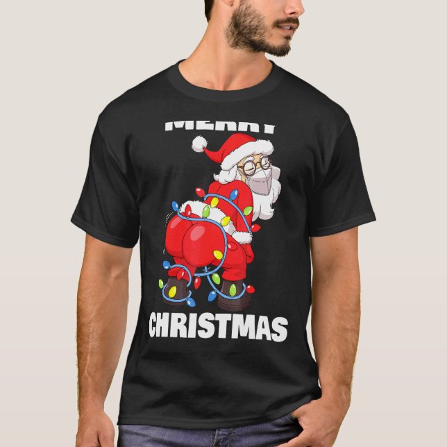 Camiseta Twerking do Papai Noel em Máscara, Feliz Árvore de (Frente)