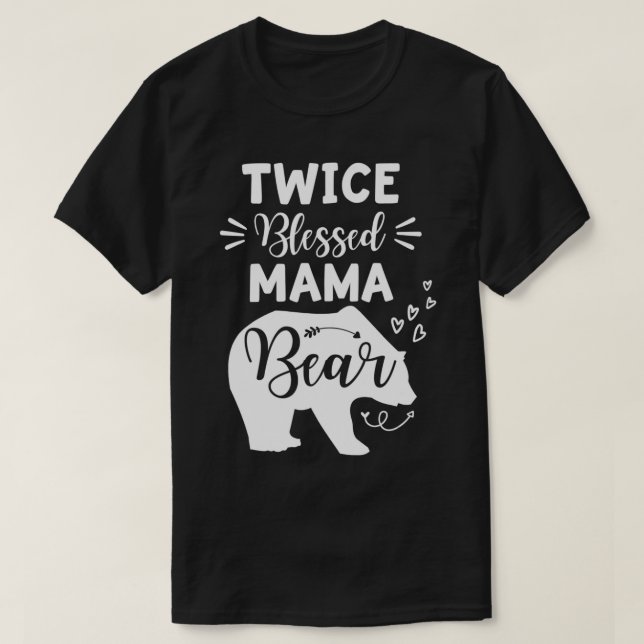 Camiseta Twice Blessed Mama Bear Heart & Arrow Mom With Two (Frente do Design)
