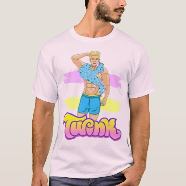 Camiseta Twink Glamouroso com Boa de Penas (Frente)