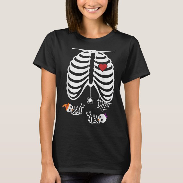 Camiseta Twins Pregnancy Halloween Pregnancy Announcement P (Frente)