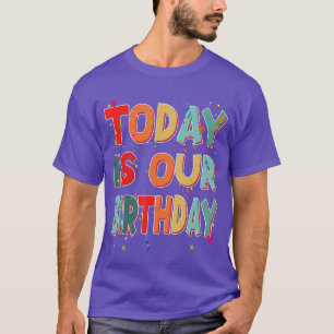 Camiseta Twinswinoday É o Nosso Aniversário Irmãos Menino d