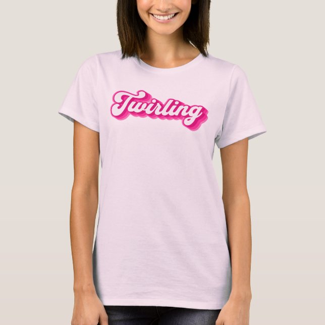 Camiseta Twirler de Baton Twirler Rosa Retroativa (Frente)