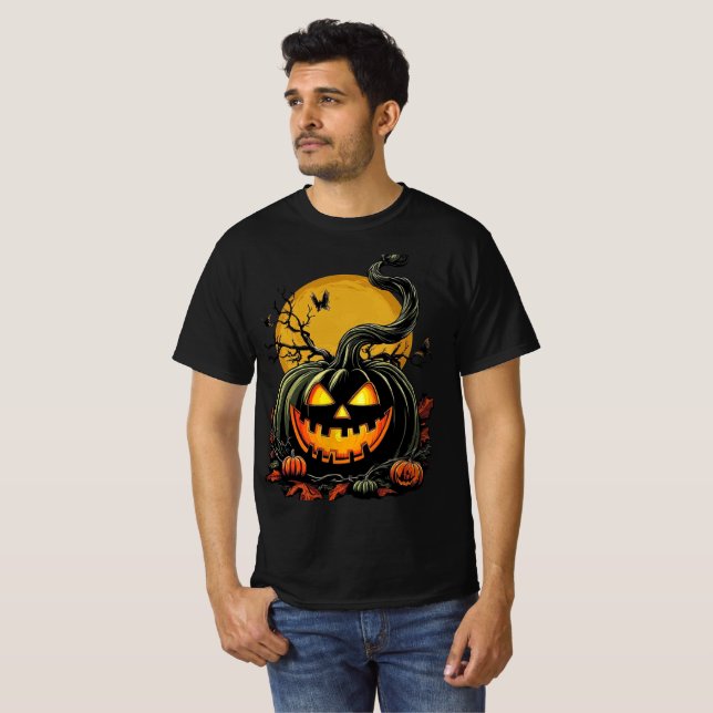 Camiseta Twisted Grinning Pumpkin Halloween Design (Frente Completa)