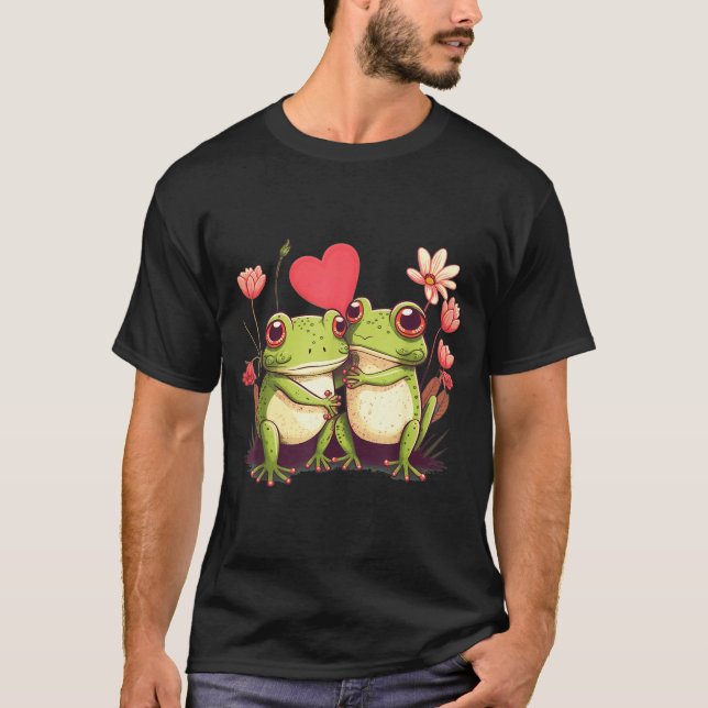 Camiseta Two Frogs Valentines Day Love On Couple Frog  (Frente)
