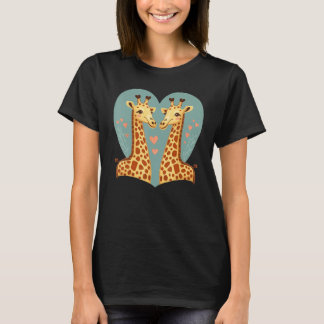 Camiseta Two Giraffe Animals Valentines Day Love on Couple