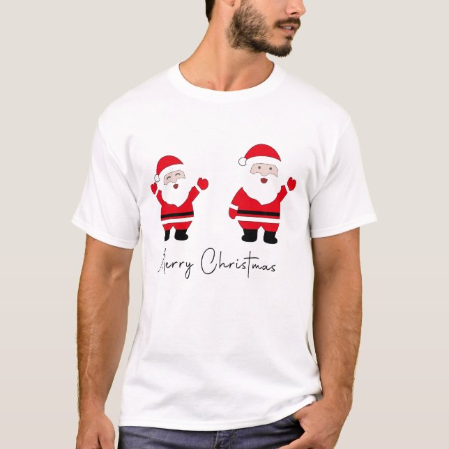 Camiseta Two Santa Claus characters standing (Frente)