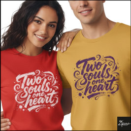 Camiseta Two Souls One Heart Grunge Script
