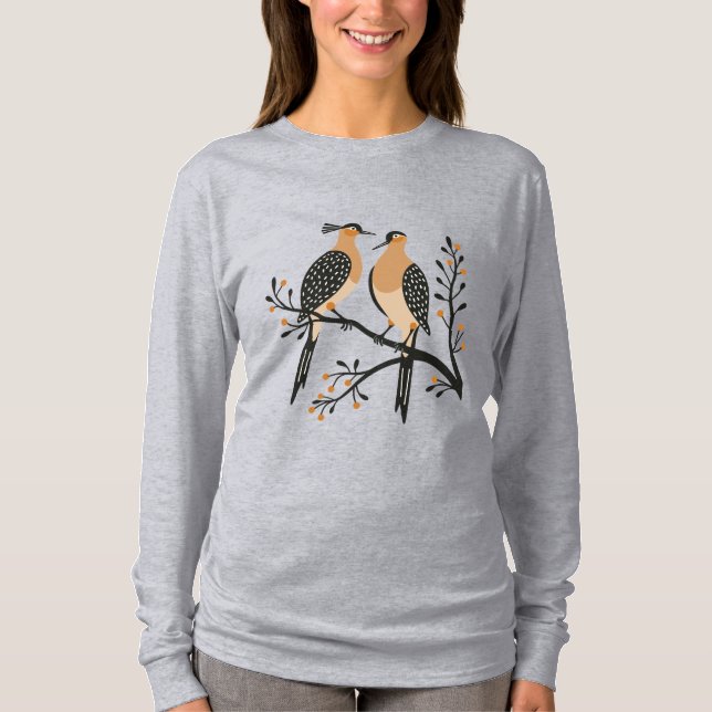 Camiseta Two Turtle Doves Cut-Out Stencil Retro Style 7 (Frente)