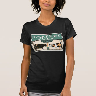 Camiseta Twofer preto dos gatos do julho do harpista