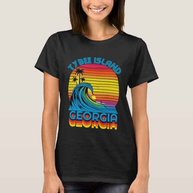 Camiseta Tybee Island Georgia Retro Throwback Surf & Beach (Frente)