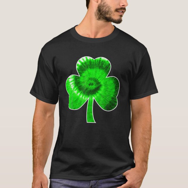 Camiseta Tydye Dye Dias de São Patrícios Homens Green Clove (Frente)