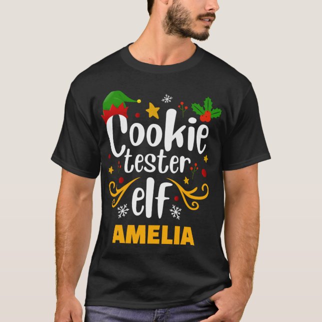 Camiseta Tygraphy Cookie Tester Elf Family Matching T Shirt (Frente)