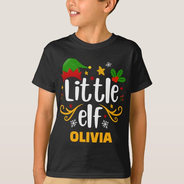 Camiseta Tygraphy Little Elf Fun Family Matching T Shirt  (Frente)