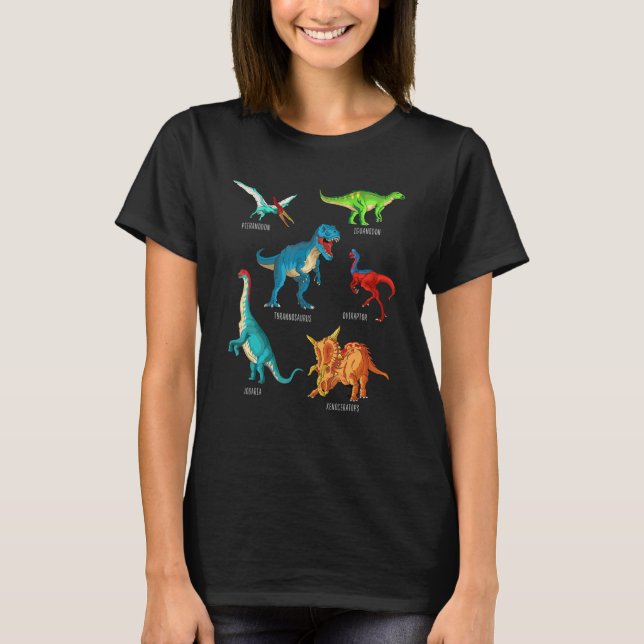 Camiseta Types of dinosaurs graphics dino identification Re (Frente)