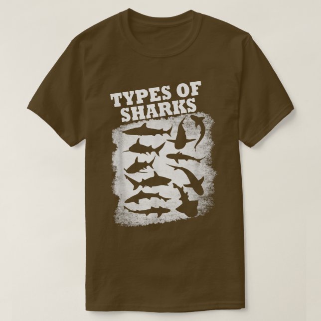 Camiseta Types Of Sharks (Frente do Design)