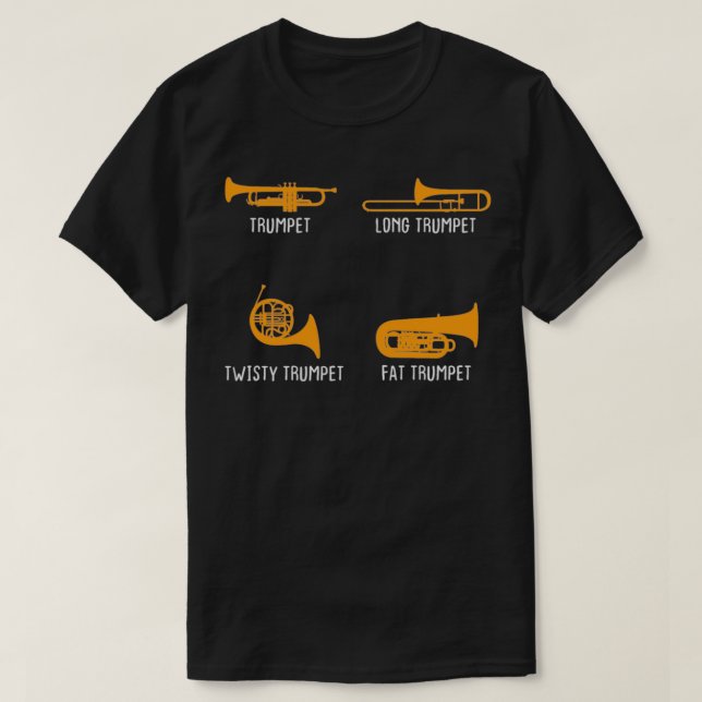 Camiseta Types of Trumpet Marching Band Trumpeter (Frente do Design)