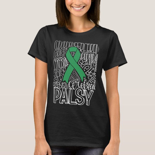 Camiseta Typography Green Ribbon Cerebral Palsy CP Awarenes (Frente)