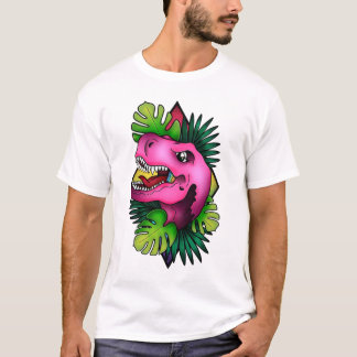 Camiseta Tyranicorn Rosa Dino - Branco