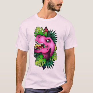 Camiseta Tyranicorn Rosa Dino - Rosa Pálido