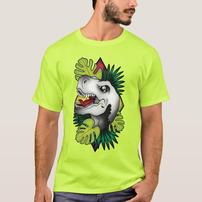 Camiseta Tyranicorn Silver Dino - Neon (Frente)