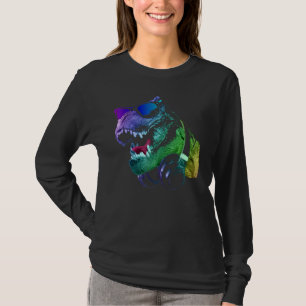 Camiseta Tyrannosaurus Dinosaur T Rex Com Óculos De Sol E H