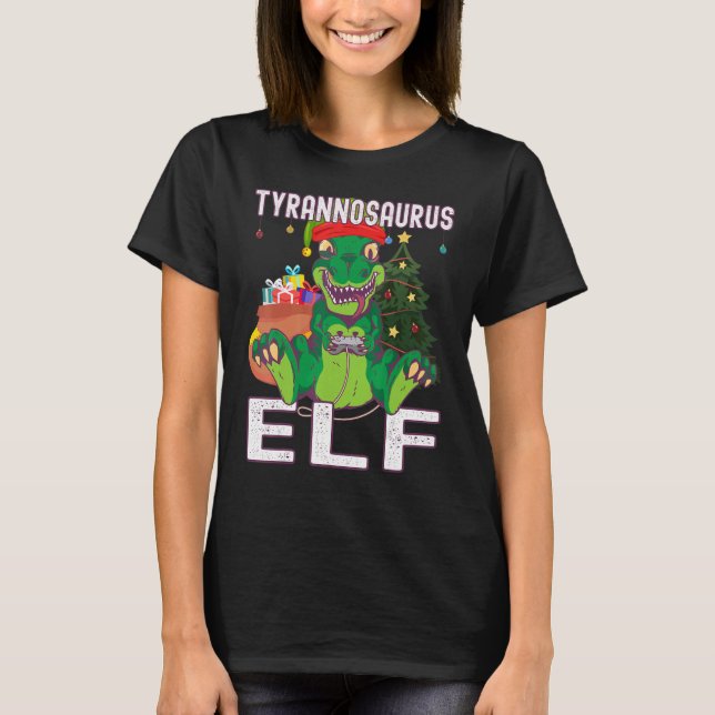 Camiseta Tyrannosaurus Elf Pausou Meu Jogo Para Estar Aqui  (Frente)