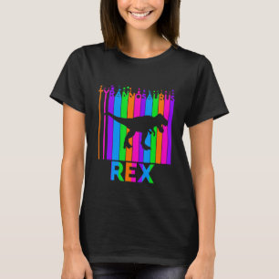 Camiseta Tyrannosaurus Rex Animal Rainbow Bubble Com Silho