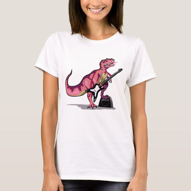 Camiseta Tyrannosaurus Rex Tocando Violão. (Frente)