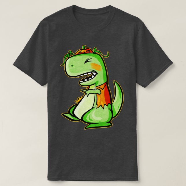 Camiseta Tyrannosaurus Rex TRex Com Colete E Abóbora Para H (Frente do Design)