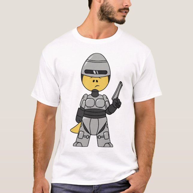 Camiseta Tyrannosaurus Rex Vestido Como Robocop. (Frente)